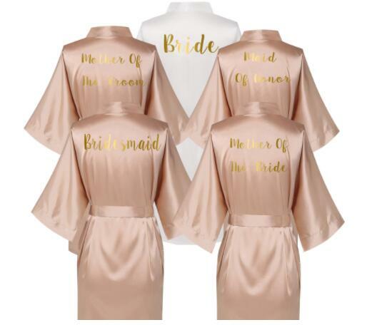 Cetim Silk Bridal Robe, Wedding Robe dama, Vestido de Noiva, Ouro rosa