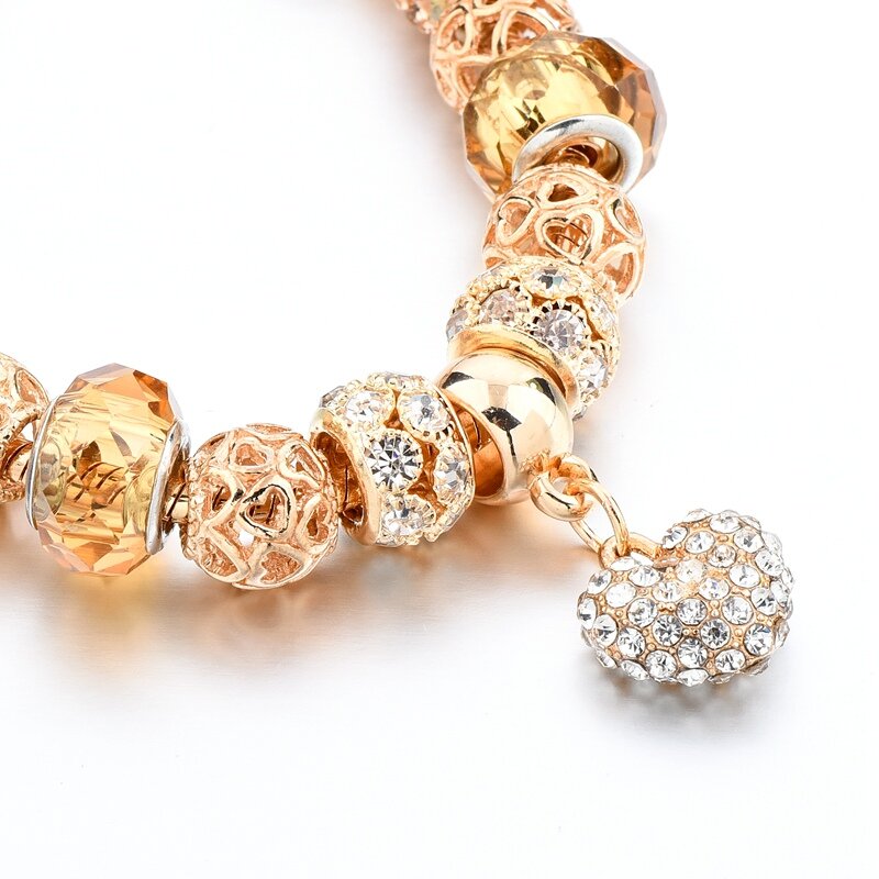 Yada Ins Hoge Kwaliteit Gouden Kleur Hart Armbanden Armbanden Voor Vrouwen Diy Liefde Armbanden Charme Kristallen Sieraden Armband Bt200333