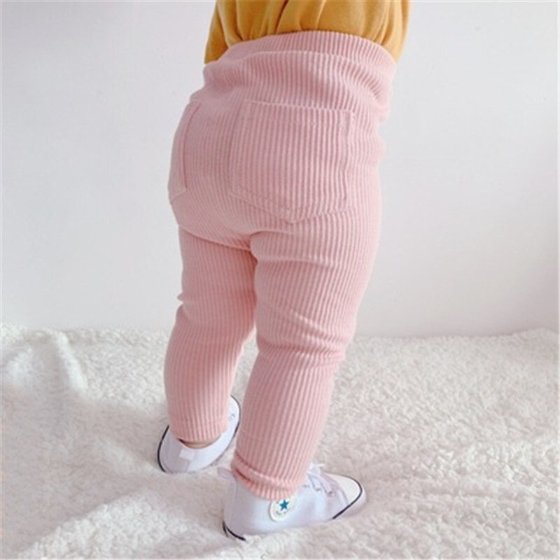 Leggings de algodón para niñas, de 0 a 4T pantalones grandes, largos y sólidos, a la moda, para primavera y otoño, novedad