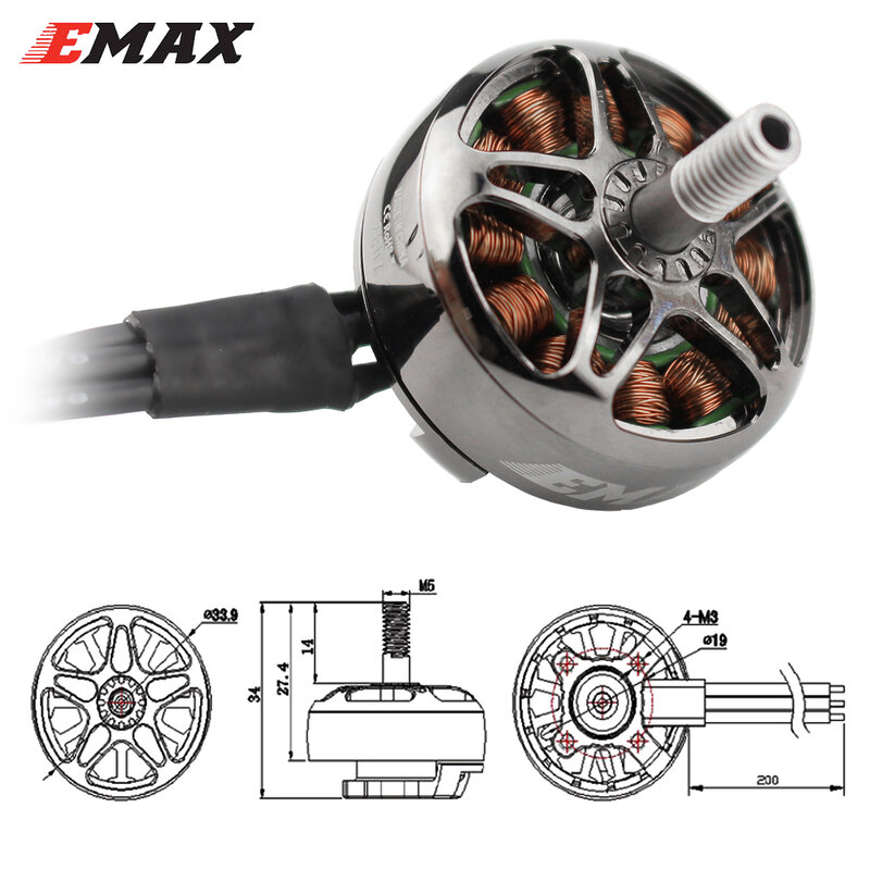 EMAX ECOII-Moteur CW Brushless pour RC FPV Racing Drone Quadcopter Toy, 1300KV 6S, Bloody KV 5S, 1700KV 4S, Hélice 6-7 ", Eco II, 2807