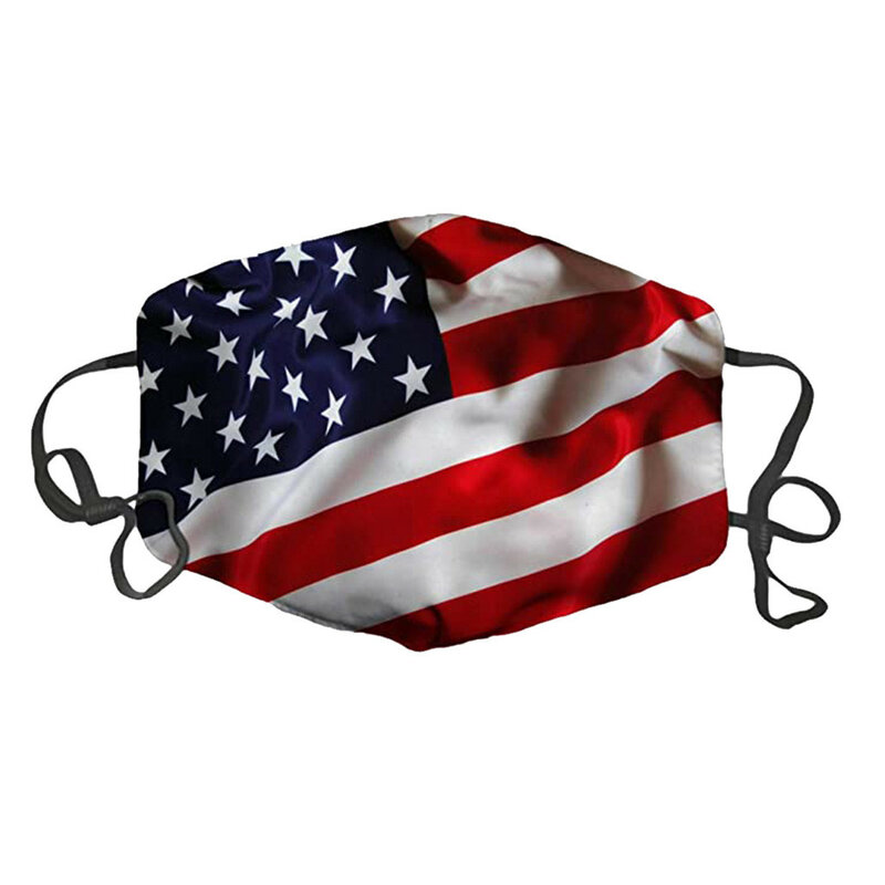 Mascarilla facial de algodón lavable con filtro para la boca, máscara lavable y reutilizable con diseño de bandera patriótica americana