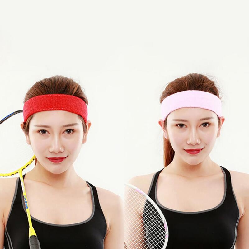 Ikat Kepala Sweatband Olahraga Pria Wanita Uniseks Gym Yoga Handuk Pengaman Warna Polos Dapat Diregangkan Karet Rambut Badminton Tenis Basket