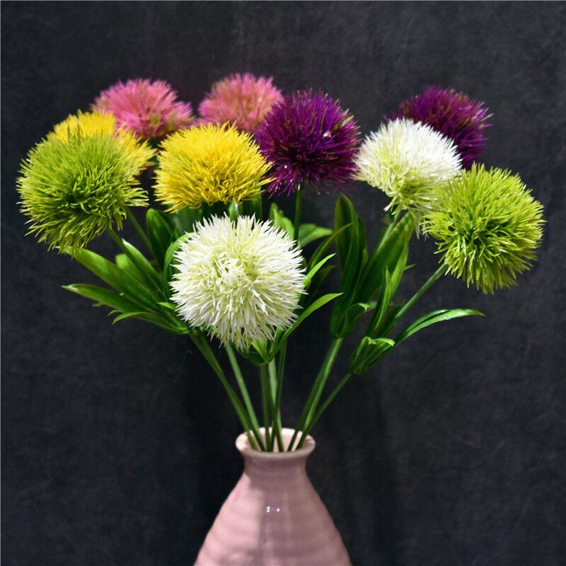 Lovegrace-باقة صغيرة من زهور الهندباء الاصطناعية ، بومبون أرجواني مزيف ، تنسيق زهور الزفاف ، ديكور حديقة المنزل