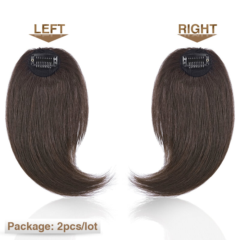S-noilite 2 قطعة شعر طبيعي الانفجارات هامش الشعر البشري اليسار وصلات شعر اليمين 16g الأسود شعر بانغز باروكة من الشعر الطبيعي كليب