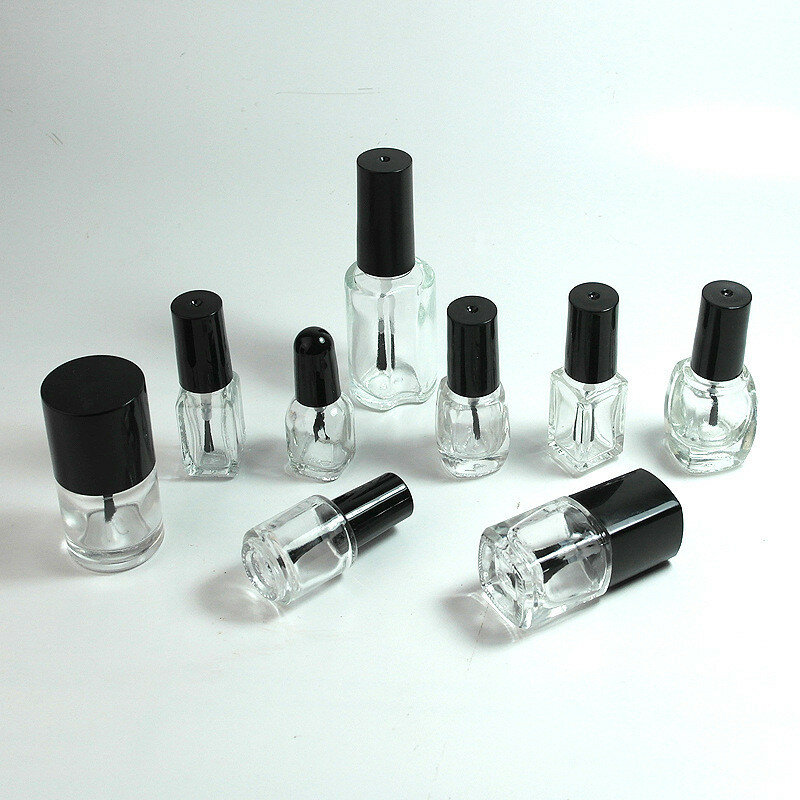 5/10/15Ml Lege Nagellak Glazen Fles Clear Draagbare Nail Uv Gel Container Hervulbare Fles Vierkante ronde Cosmetische Buis
