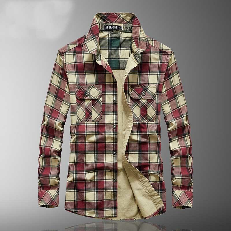 Mcikkny camisa xadrez de carga masculina, camisa de algodão respirável para outono tamanho visual masculino