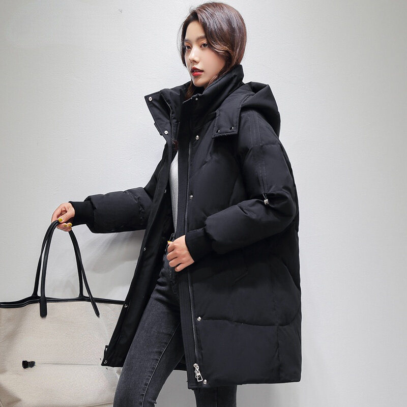 90% White Duck Down Coats Womens Puffer Jackets Long Hooded Warm Parkas Casual Clothes Korean Abrigos Para Mujer SQQ491