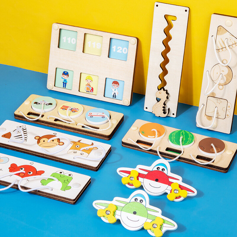 Madeira Animal Busy Board para Aprendizagem Precoce, Acessórios DIY, Matching Board, Handmade Puzzle, Brinquedos Educativos, Roupas