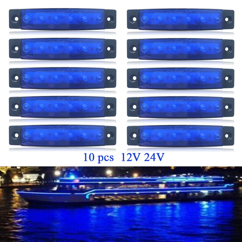 12V 24V 6 10pcs Marinha Barco À Prova D' Água LED Lâmpada Luz de Cortesia Luzes de Popa Popa Convés Cabine Azul Para Pequeno Barco Veleiro