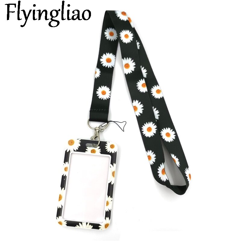 Daisy Flowers Sunflowers Art Cartoon Anime Fashion Lanyards Bus ID Name Work Card Holder Accessories Decorations Kids Gifts