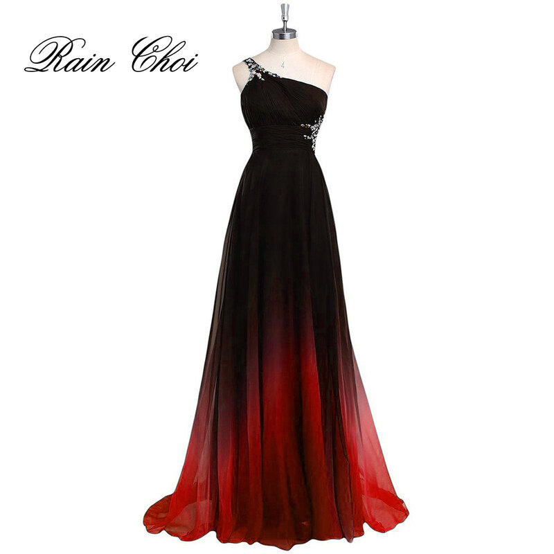 Sexy Formal Evening Homecoming Dresses One Shoulder Chiffon Prom Gowns Long Prom Dress 2022