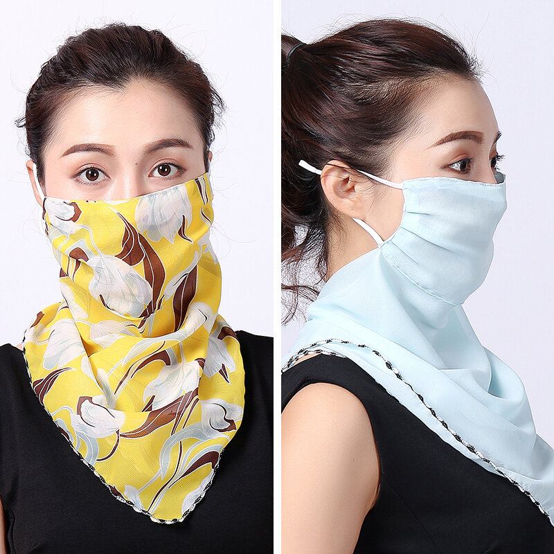 Foulard en soie lavable et réutilisable pour femme, bandana, Protection solaire, châle pour le cou