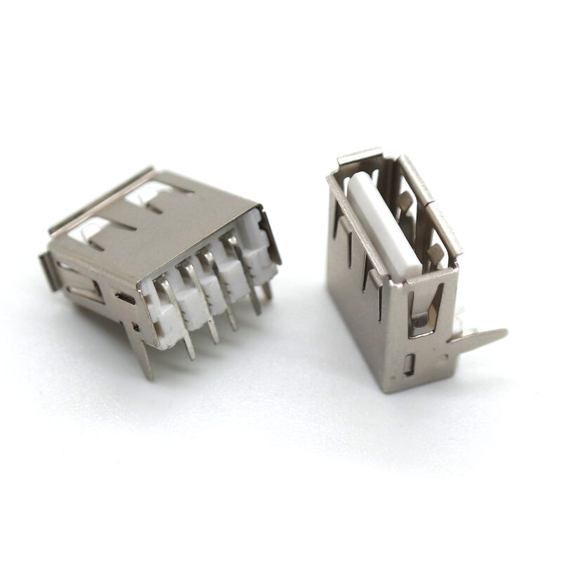 10 sztuk USB żeńskie gniazdo żeńskie 90 ° prosty pin dip plug-in zaciskania głośnik metalowa wtyczka ładowanie danych USB gniazdo wtykowe