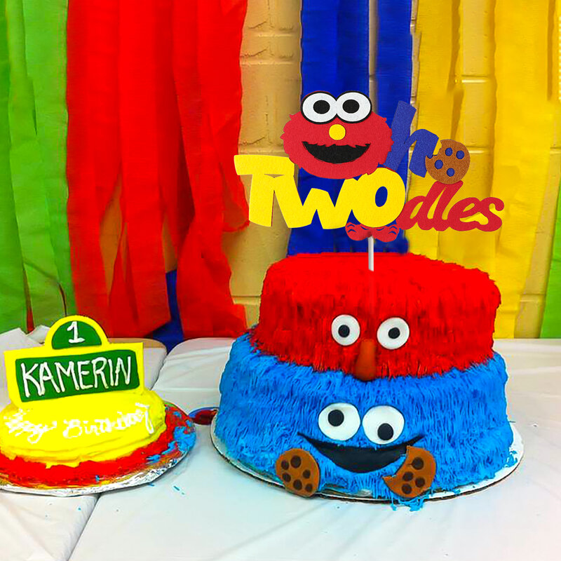 Sesamo 2nd Happy Birthday Cake Topper Elmo tema Cartoon Dessert Decor Monster forniture per feste decorazione per bambini adulti
