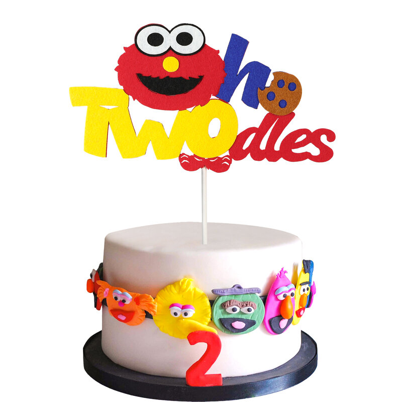 Sésamo 2nd feliz aniversário bolo topper elmo tema dos desenhos animados sobremesa decoração monstro festa suprimentos decoração para crianças adultos