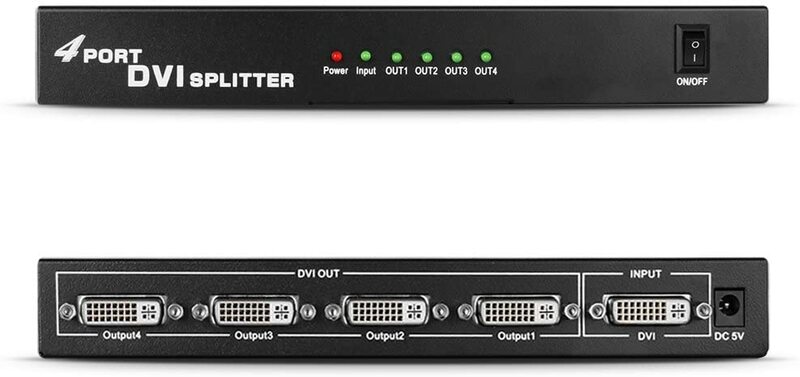 DVI Splitter 1 in 4 Out DVI Dual/Single-Link Video Signal Buchse 1x4 Verteilung Verstärker split Box