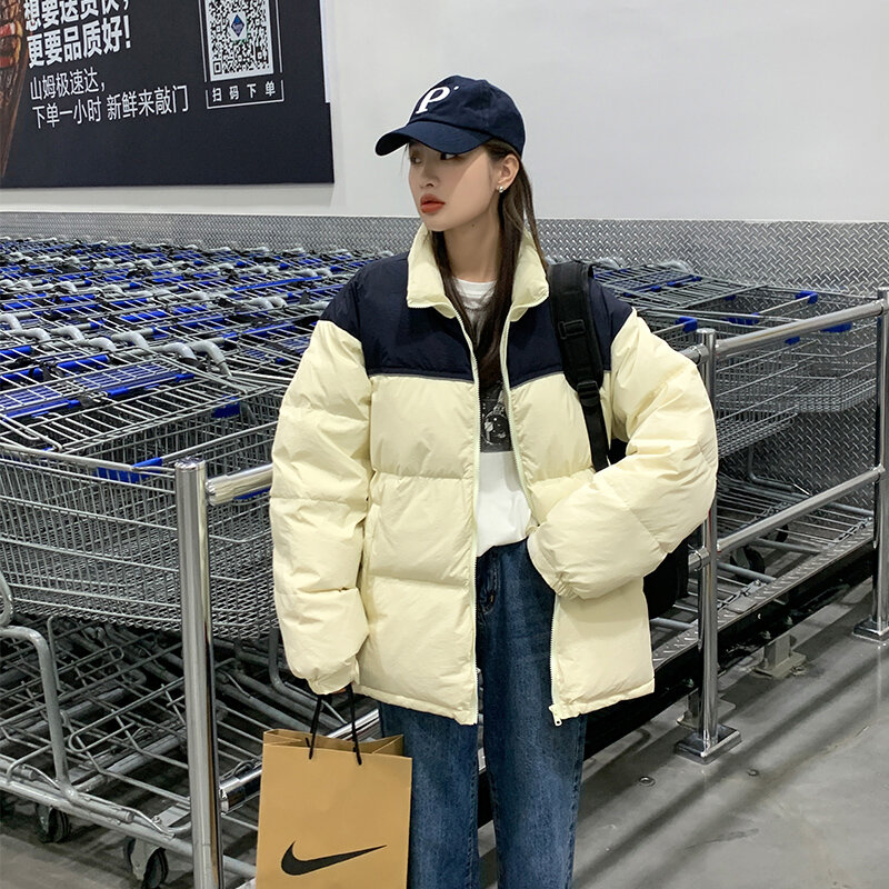 Moda puchowa kurtka bawełniana kobiety płaszcz 2021 zimowy chleb odzież kobiet krótka odzież wierzchnia koreański luźny, gruby ciepła Parka płaszcz