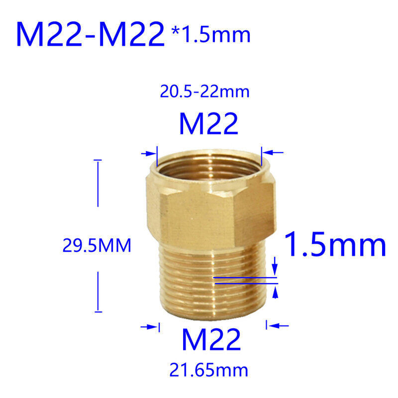 Ottone 3/8 "1/2" M14 M18 M22 connettore filettato maschio femmina per gorgogliatore depuratore d'acqua rubinetto raccordi in rame spaziatura denti 1.5mm