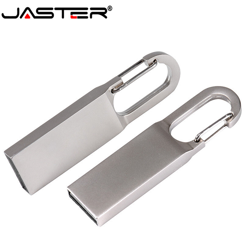 JASTER USB 2.0 Gantungan Kunci Logam USB Flash Drive Pen Drive 4GB 8GB 16GB 32GB 64GB 128GB Stik Memori (Lebih dari 10 Buah LOGO Gratis)