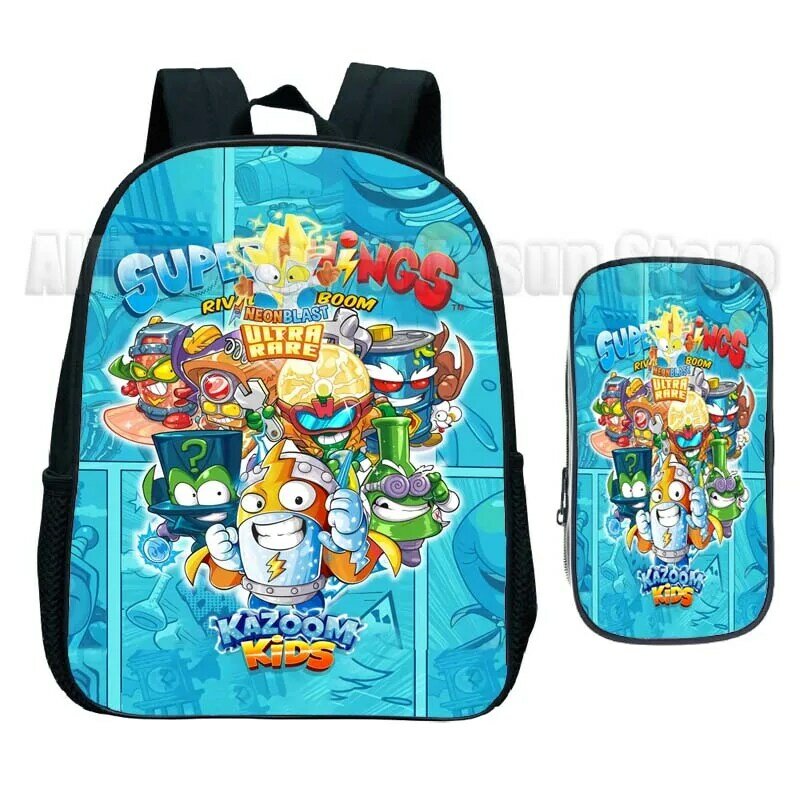 Neonblast Superthings 8 Kazoom dzieci Mini plecak 2 sztuk zestaw z piórnik dzieci przedszkole Cartoon Anime plecak Mochila