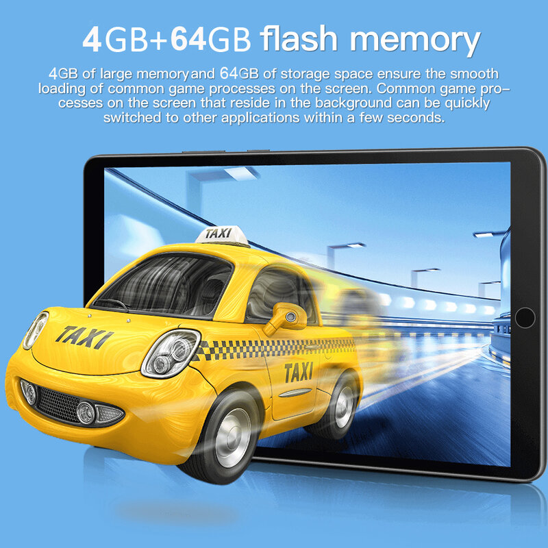 BDF Pro-Android 9.0 Tablet, Octa Core, Rede 3G, Google Play, 4GB de RAM, 64GB ROM, Dual Cameras, Dual SIM, Telefone, 8 ", Novo