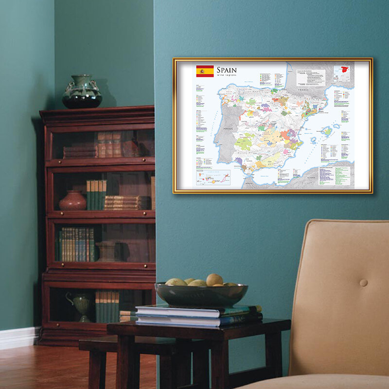 O mapa da espanha em espanhol vinho distribuição cartaz 59*42cm não-tecido lona pintura parede arte imagem material escolar decoração de casa