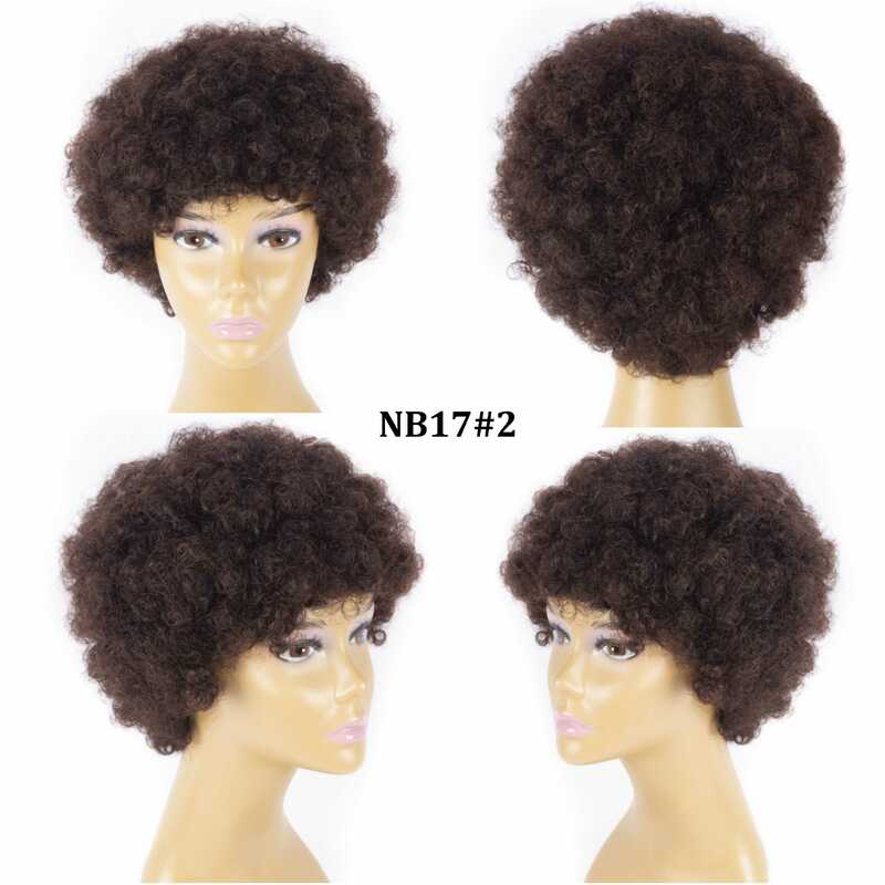 Krótki Afro peruka z kręconych włosów typu Kinky 100% peruki z ludzkich włosów dla czarnych kobiet imprezowa impreza typu Cosplay tanie ludzkie włosy peruka