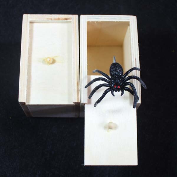 1pctricky brinquedo de madeira halloween prank engraçado aranha escorpião inseto caixa surpresa assustador dia das bruxas adereços decorações