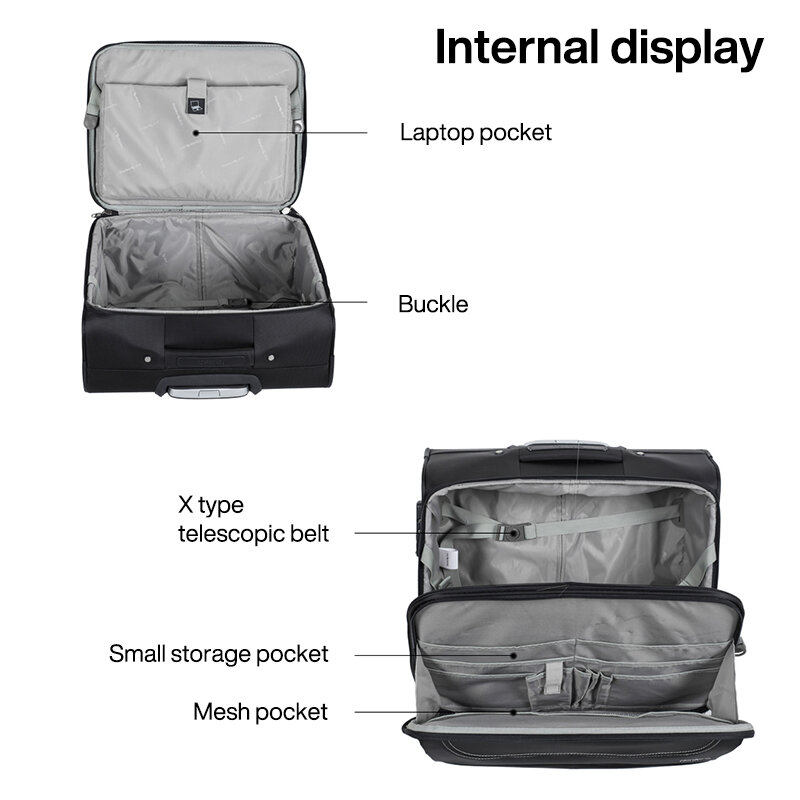 Hanke Men Business Travel Luggage Women Carry On Suitcase Spinner Wheels Rolling Bag 16 18 Inch