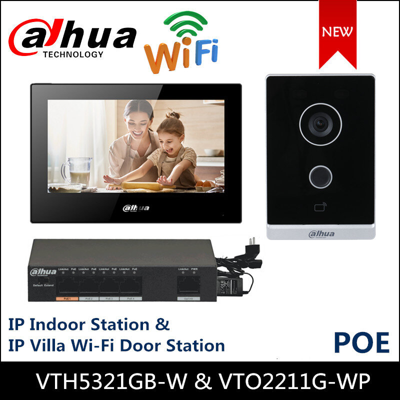 Dahua VTH5321GB-W VTO2211G-WP wifi IP willa stacja zewnętrzna Monitor wewnętrzny zestaw IP dzwonek wsparcie POE wideodomofon akcesoria