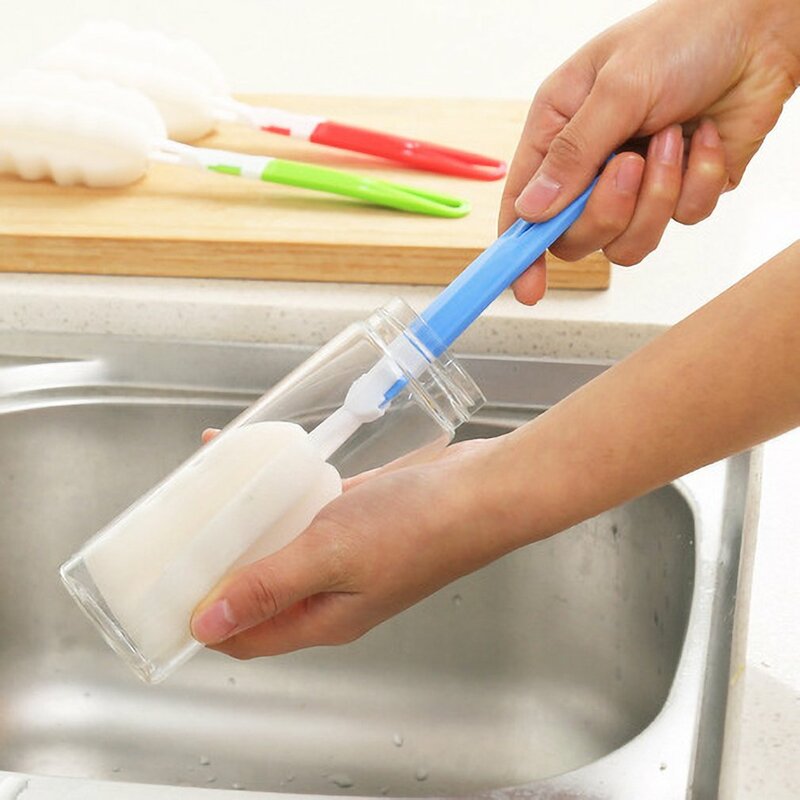 Copo esponja escova lidar com garrafa escova de cozinha utensílios de cozinha ferramenta de limpeza punho longo copo de limpeza esponja escova