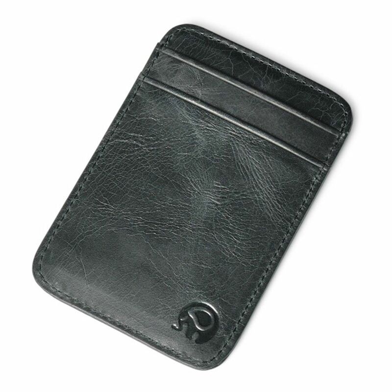 Pemegang kartu bisnis ultra-tipis penutup penyimpanan kartu ID kredit kulit PU Vintage pria tas kartu kecil portabel