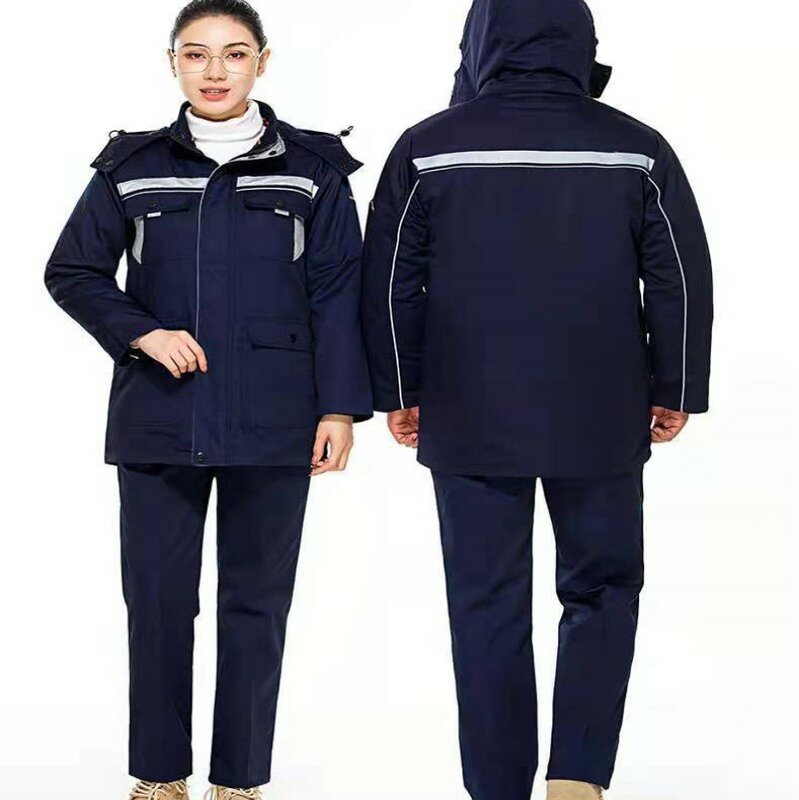 Зимняя рабочая одежда, толстый теплый комбинезон с хлопковой подкладкой, антифриз, холодная Водонепроницаемая Мужская и женская уличная термозащитная униформа