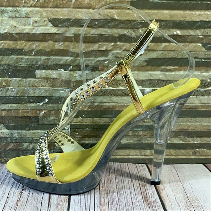 Sepatu Hak Tinggi 12CM dengan Sandal Bor Air Sepatu Pengantin untuk Penampilan Panggung Sepatu Dansa Wanita Baru