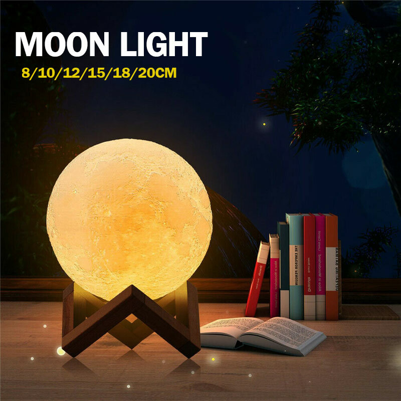 Dekoracja sypialni noc jasny nadruk akumulator lampa księżycowa LED noc lekka kreatywna przełącznik dotykowy światło księżyca prezent urodzinowy strona główna