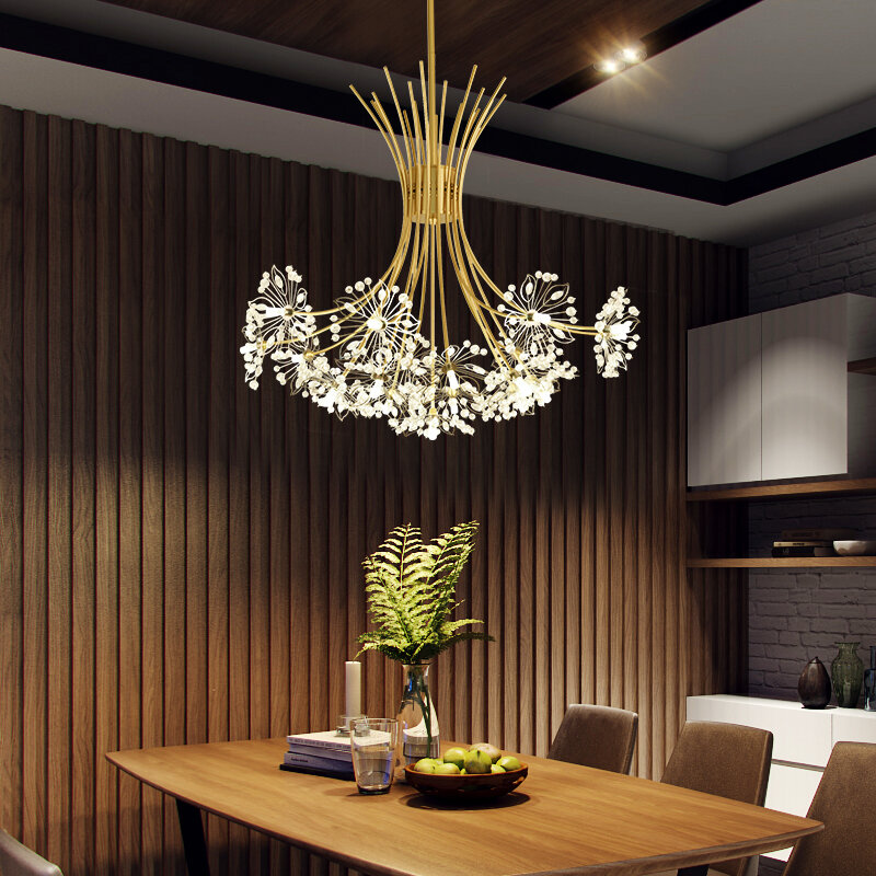 현대 LED 샹들리에 조명 들고 꽃 디자인 LED 천장 조명 거실 식당 침실 램프 실내 데코 조명