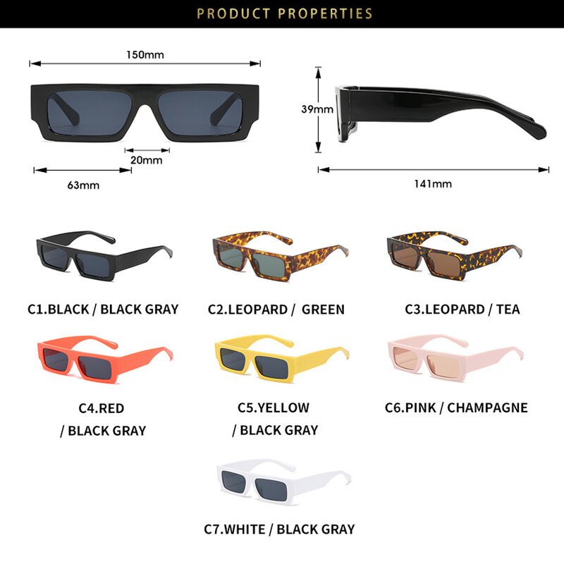 男性と女性のための長方形のサングラス,UV保護,レトロな正方形,黒,高級,装飾,白,2021