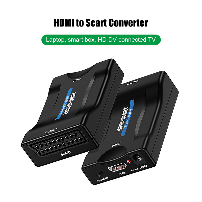 Conversor hdmi para scart 1080p, receptor hd para tv dvd e áudio, adaptador com cabo hdmi 1.4 hdmi para scart adaptador, adaptador