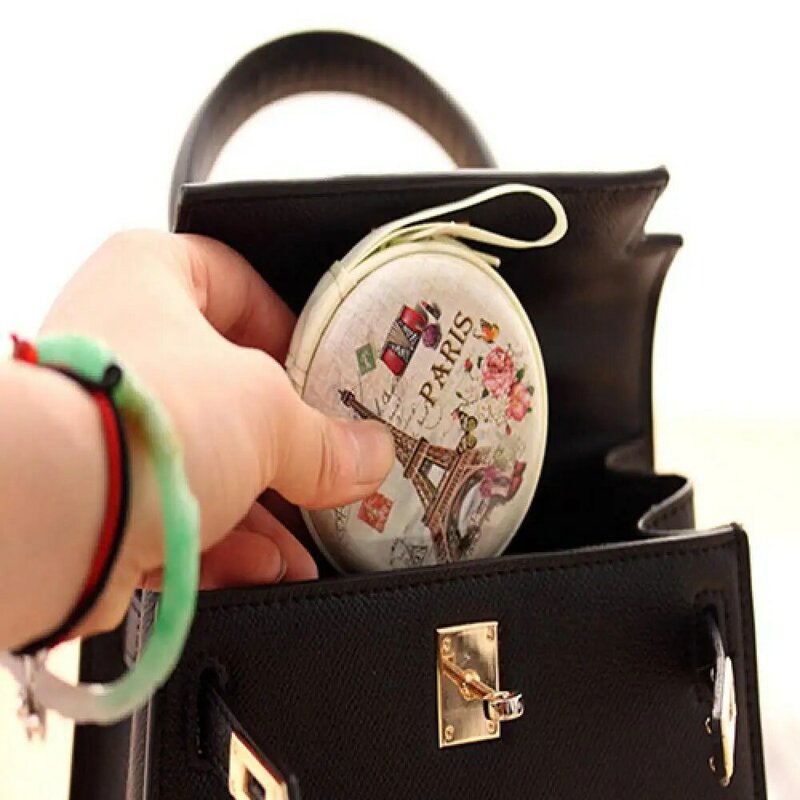 휴대용 사랑스러운 라운드 지갑 만화 에펠 탑 이어폰 키 홀더 케이스 가방