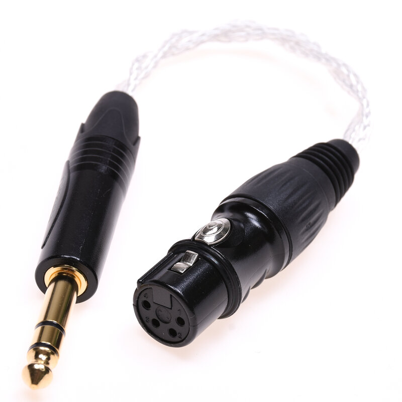 Cable adaptador de Audio balanceado XLR hembra, 16 núcleos, plateado, 1/4, 6,35mm, macho a 4 pines