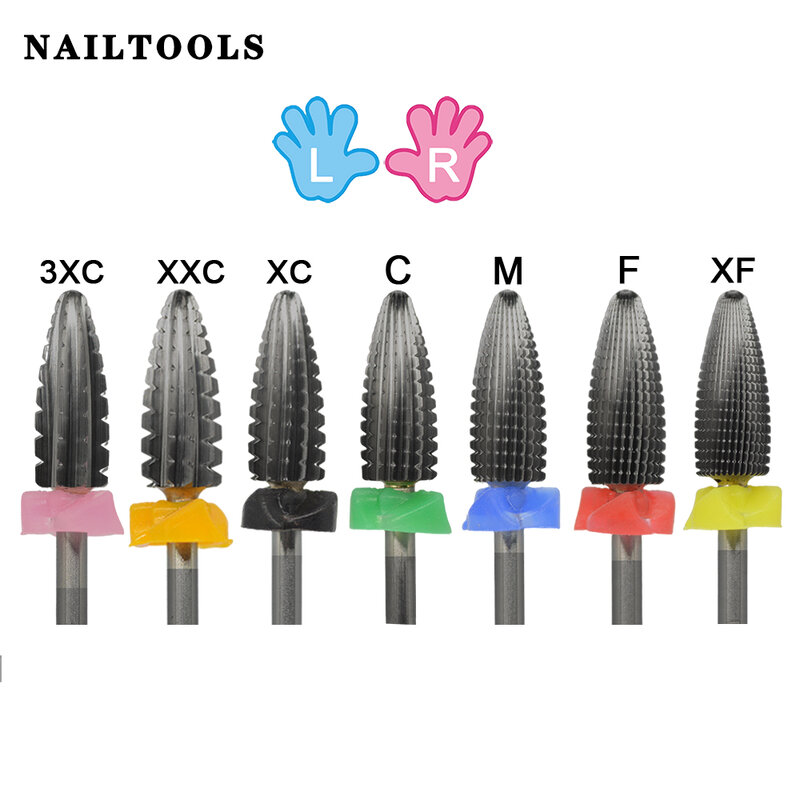 2 Way Typhoon Carbide Tungsten Left+Right hand Tungsten stable shank  Accessories Cutter pedicure nail drill bits