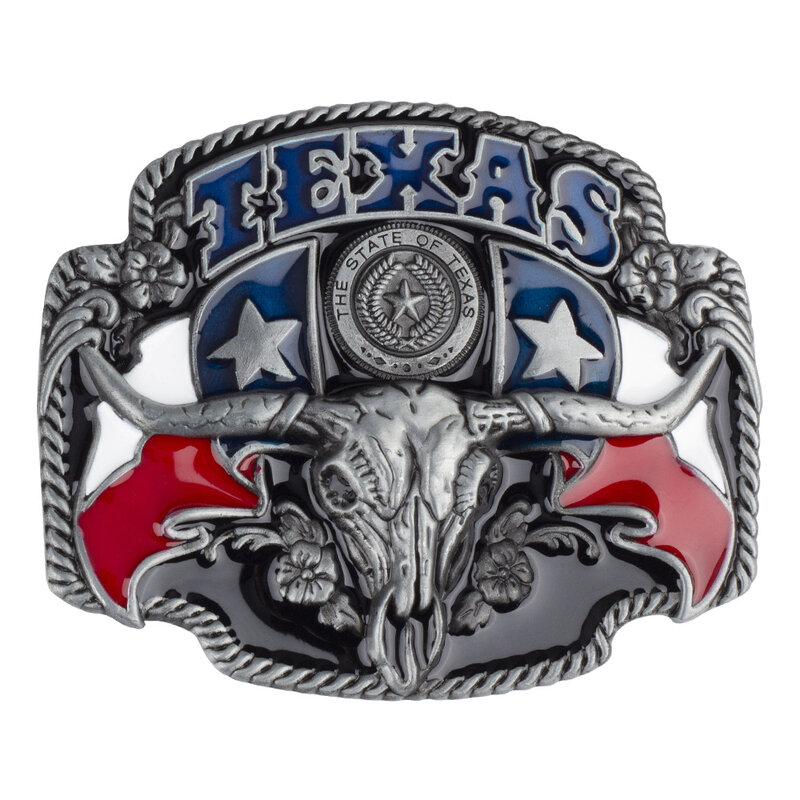 Men Metal Belt Buckle Accessory Western Style Texas Longhorn Cowhide Suitable for 3.8cm Wide Belt Animal Picture Long Star