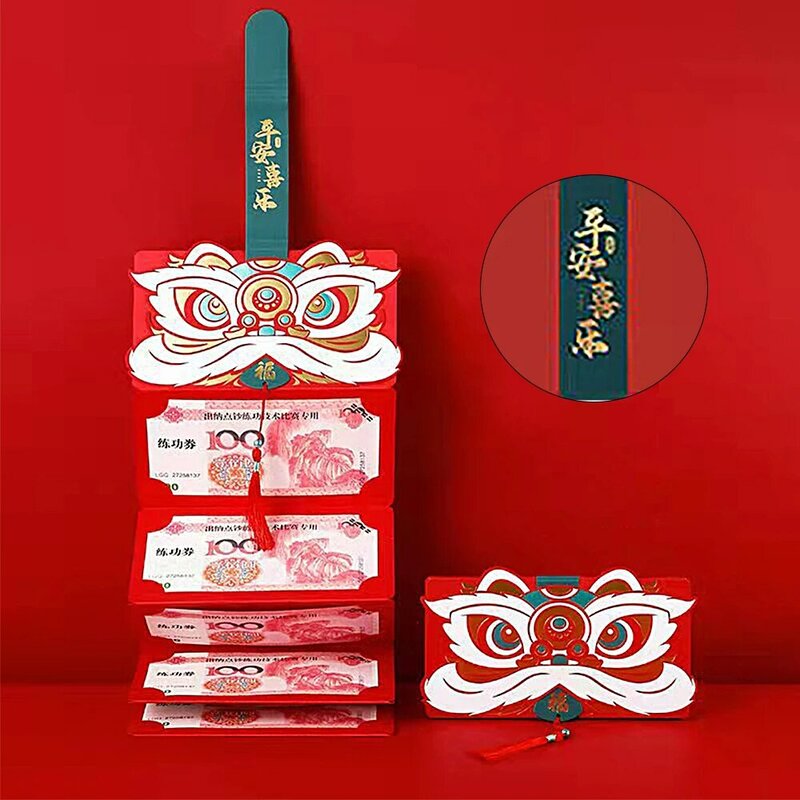 Sobres Rojos de la suerte, sobres plegables con bolsillos de tigre Hongbao, 6 ranuras para tarjetas, sobres rojos de paquete rojo, Año Nuevo Chino 2022, tigre