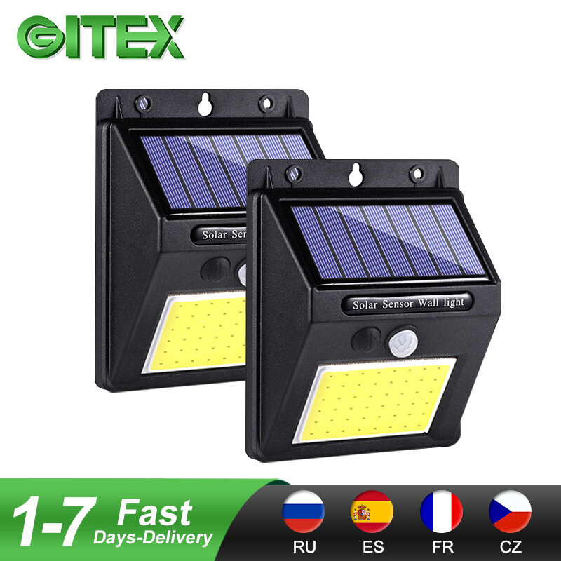 Luz solar recargable para exteriores, resistente al agua, 20, 38, 48, 60 y 96 LED, sensor de movimiento PIR, lampara solar de seguridad de pared para emergencias