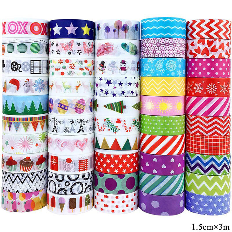 Cinta adhesiva decorativa Kawaii de Navidad, Washi Tape, regalo DIY, Scrapbooking, etiqueta adhesiva, papelería japonesa, 6 unids/set por juego