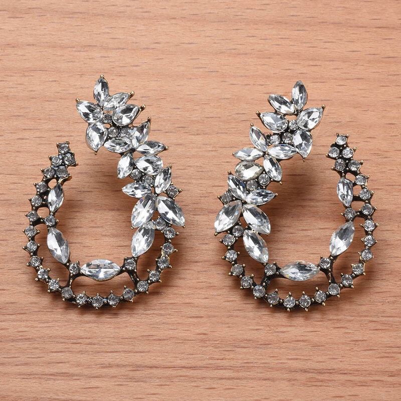Pendientes de cristal con diamantes de imitación para mujer, aretes con forma de gota de agua hueca, joyería étnica india, pendientes geométricos con estilo femenino