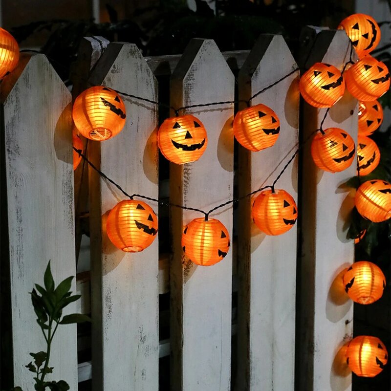 10/20/30 led halloween abóbora lanterna luzes da corda solar halloween 3d abóbora luzes interior ao ar livre decoração de casa
