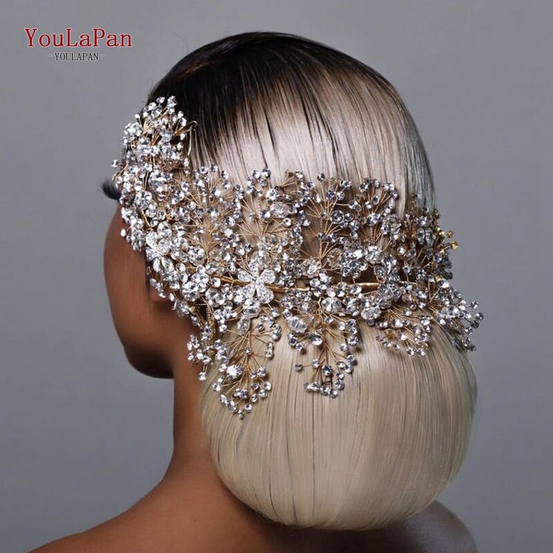 YoulaPan-luxo nupcial coroa, acessórios para o cabelo do casamento, nupcial tiara e cocar, strass headband para as mulheres, headpiece, hp240