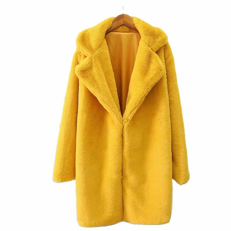 New Luxury Women Warm Make Quality Fluffy Soft Fur Coat Outerwear Faux Fur Jacket Winter Ladies Long Lapel Coat