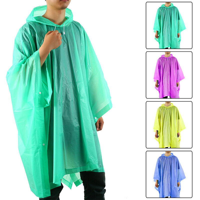 Reusable Raincoat Universal Rainwear Rain Poncho Coat Impermeable Chubasquero Waterproof Camping Festival Walking Cape Hooded
